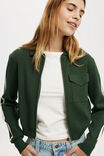 Sporty Double Knit Cardi, PINE FOREST GREEN - alternate image 4
