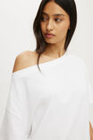 Boxy Off Shoulder Short Sleeve Tee, WHITE - example image 4