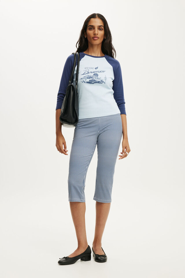 Ford 3/4 Sleeve Fitted Raglan Tee, LCN FORD BRONCO / SEASIDE BLUE