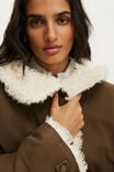Quinn Fur Lined Jacket, WASHED OLIVE - example image 4