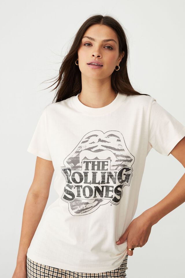 Classic Rolling Stones T Shirt, LCN BR ROLLING STONES MONO ZEBRA/WHITE SAND