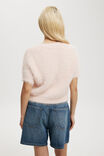 Faux Hair Rib Short Sleeve Cardi, GOSSIP PINK - alternate image 3