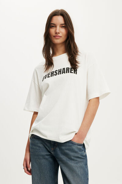 The Boxy Graphic Tee, OVERSHARER / VINTAGE WHITE