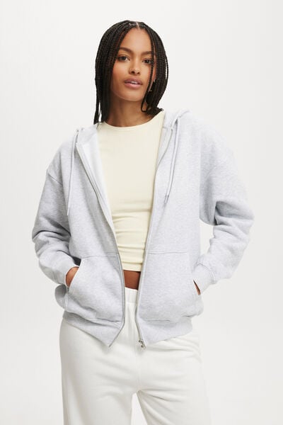 Classic Zip-Through Hoodie, SOFT GREY MARLE