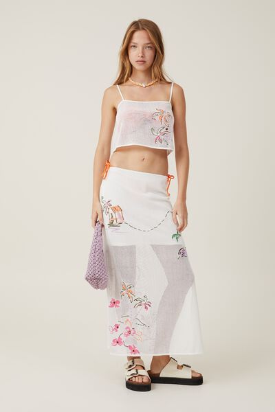 Florence Embroidered Midi Skirt, VACAY PRINT
