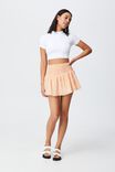 Woven Shirred Tiered Mini Skirt, BRUSHED PEACH