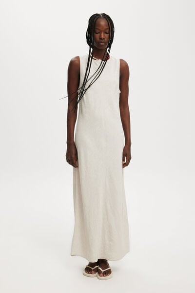 Haven High Neck Maxi Dress, NATURAL