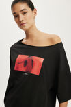 Jennie Music Off The Shoulder Boxy Graphic Tee, LCN COR JENNIE SWORD / WASHED BLACK - example image 4