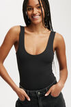 Cleo Scoop Neck Low Back Bodysuit, BLACK - alternate image 4