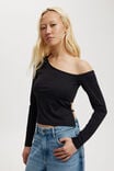 Blair Open Back Long Sleeve Top, BLACK - alternate image 1