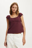Tie Back Babydoll Top, SOUR CHERRY - example image 1