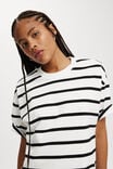 Camiseta - The Boxy Oversized Tee, RYAN STRIPE VINTAGE WHITE/BLACK - vista alternativa 4