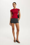 Asha Mesh Short Sleeve Tee, JEWEL RED LACE - example image 2