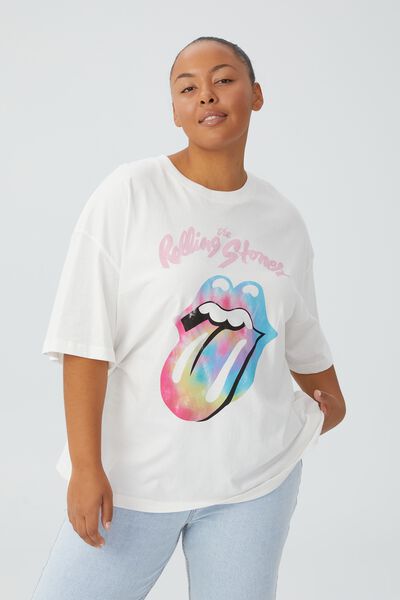 Curve Oversized License Graphic Tee, LCN BR ROLLING STONES TIE DYE TONGUE/VINTAGE