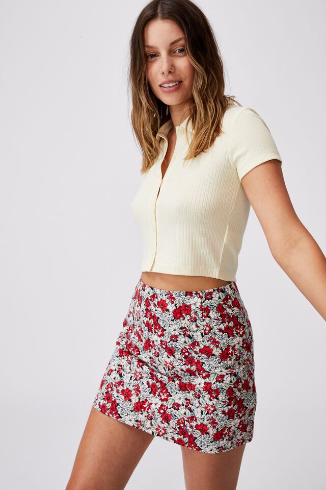 Ultimate A Line Mini Skirt, HANNAH FLORAL LUCKY RED