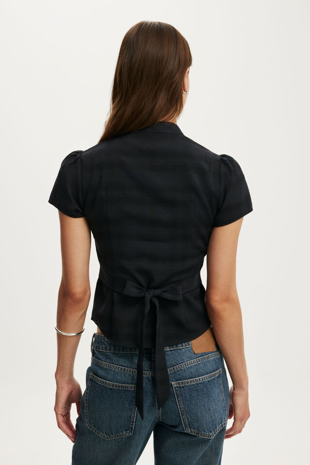 Nikki Button Through Blouse, BLACK