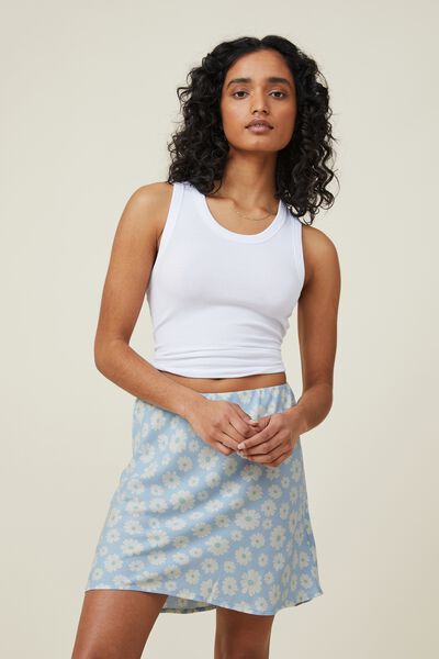 Bloom Mini Slip Skirt, DAISY FLORAL BLUE