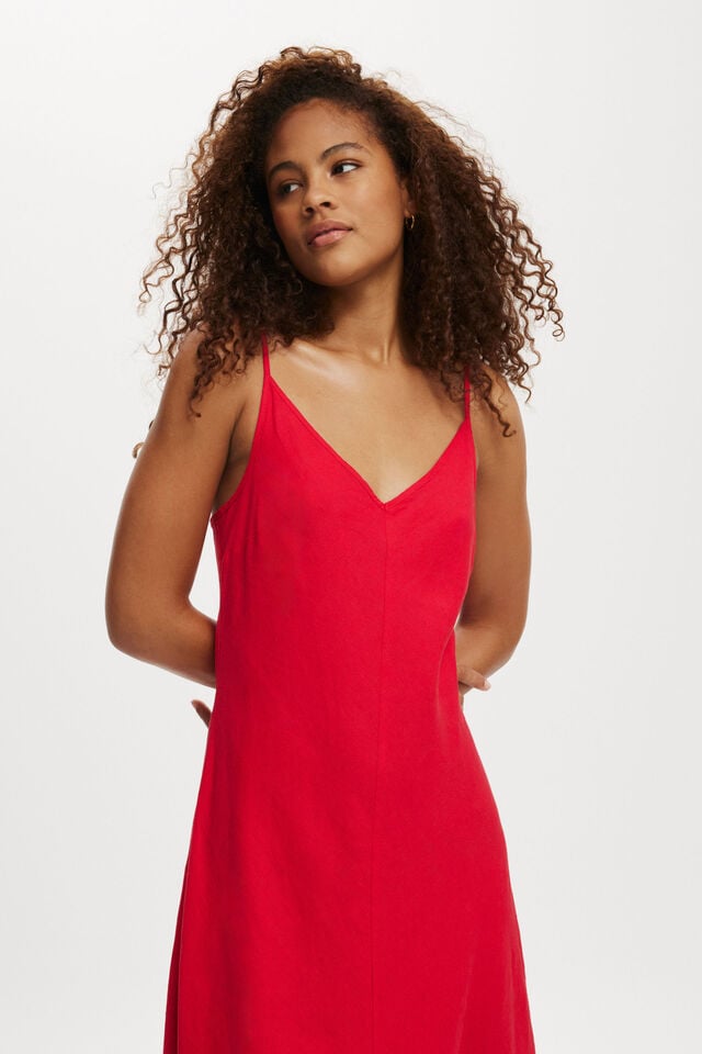 Haven V Neck Maxi Dress, RED