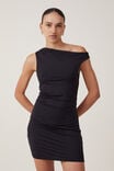 Luxe One Shoulder Mini Dress, BLACK - alternate image 1