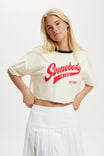 Queen Oversized Chopped Graphic Tee, LCN BRA QUEEN SOME BODY TO LOVE/CREME FRAICHE - alternate image 1