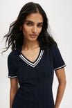 Heritage Knit Polo Mini Dress, NAVY/WHITE - alternate image 4