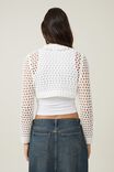 Open Knit Crop Pullover, WHITE - alternate image 3