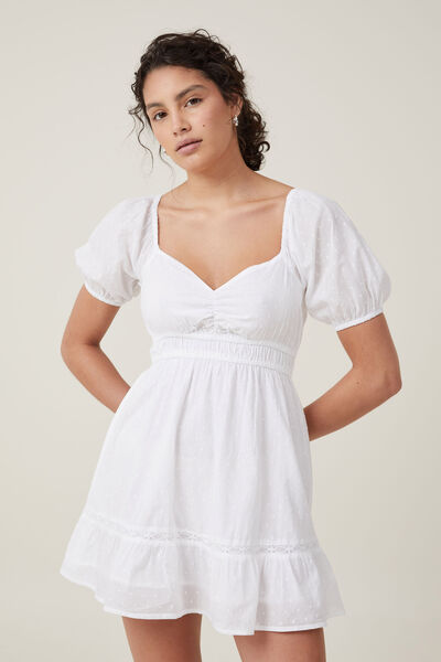 Bobby Tiered Mini Dress, WHITE