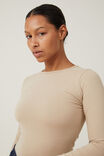 The One Basic Crew Neck Long Sleeve Top, MID TAUPE - alternate image 4