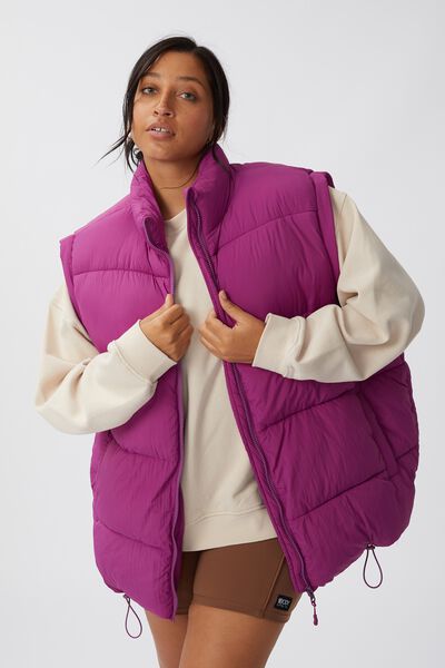 Curve Active Recycled Mother Puffer Vest, DEEP ORCHID