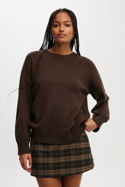 Lux Crew Sweater, DARK OAK