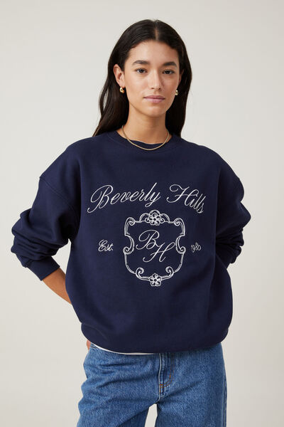 Classic Fleece Graphic Crew Sweatshirt, BEVERLY HILLS / WINTER NIGHT