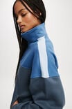 Panelled Quarter Zip Sweat, AZURE BLUE/ BLUE SLATE - alternate image 4