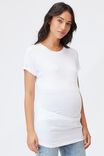 Maternity Wrap Front Short Sleeve Top, WHITE