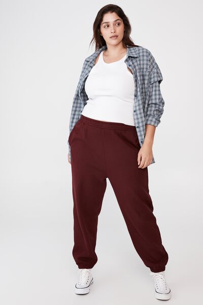 Curve Classic High Waist Track Pant, RICH BERRY