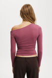 Nikki Gathered Long Sleeve Top, RICH PLUM - example image 3