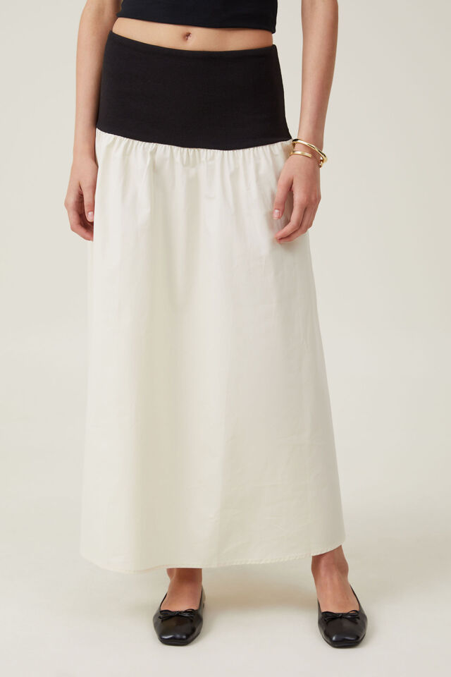 Romee Maxi Skirt, BLACK/BUTTERMILK