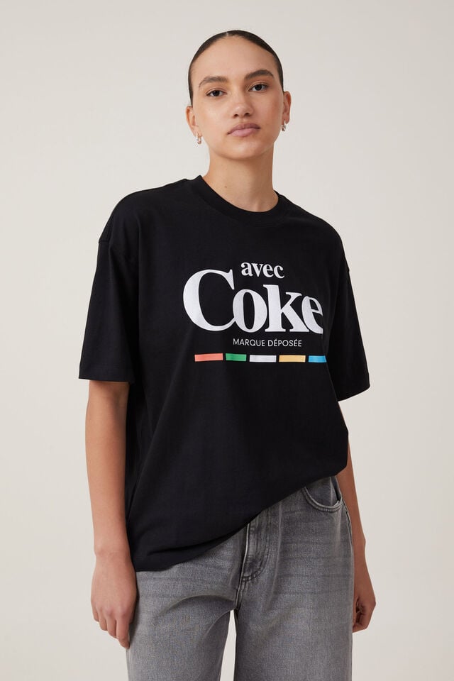 Coca Cola Boxy Graphic Tee, LCN COK COCA COLA COKE / BLACK