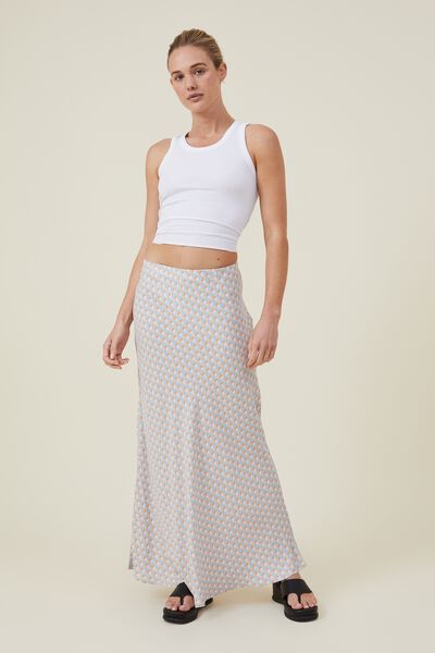 Saia - Bloom Maxi Slip Skirt, HOLLY GEO SEASIDE BLUE