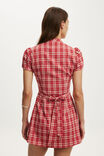 Nikki Button Mini Dress, RED CHECK - example image 3
