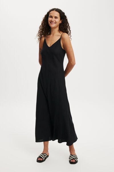 Vestido - Haven V Neck Maxi Dress, BLACK