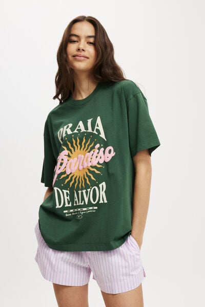 The Premium Boxy Graphic Tee, PARAISO/PINE FORREST GREEN