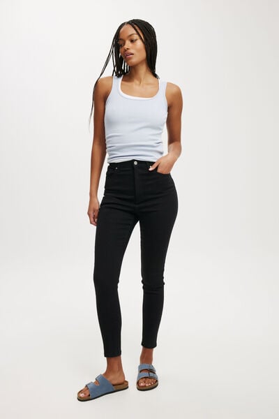 Ultra High Super Stretch Jean, BLACK