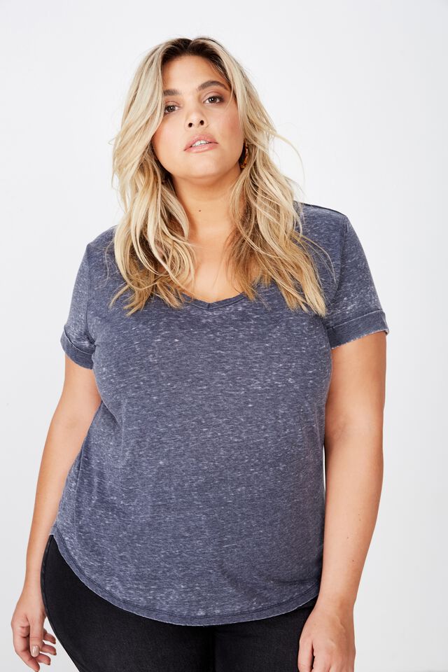 Curve Karly Short Sleeve Tee, MOONLIGHT BURNOUT