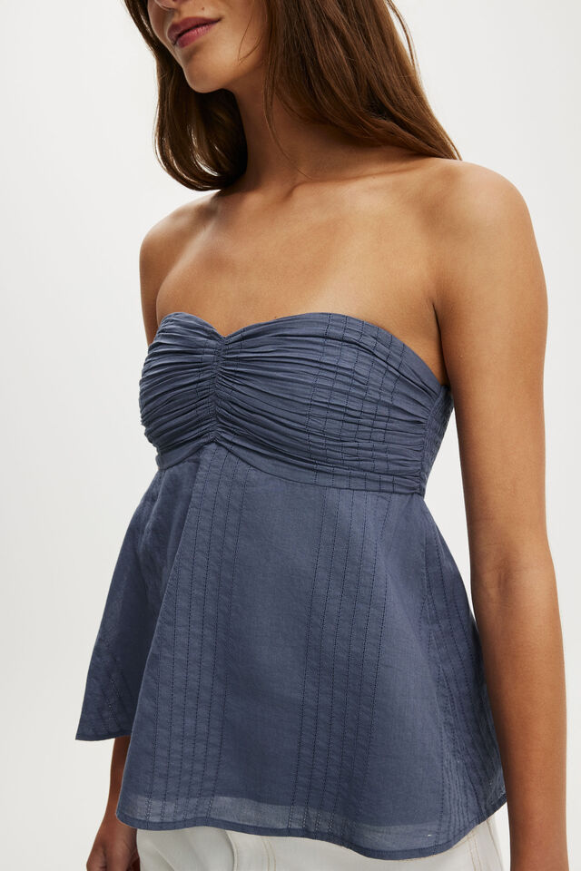 Ellie Strapless Babydoll Top, COLLEGIATE NAVY