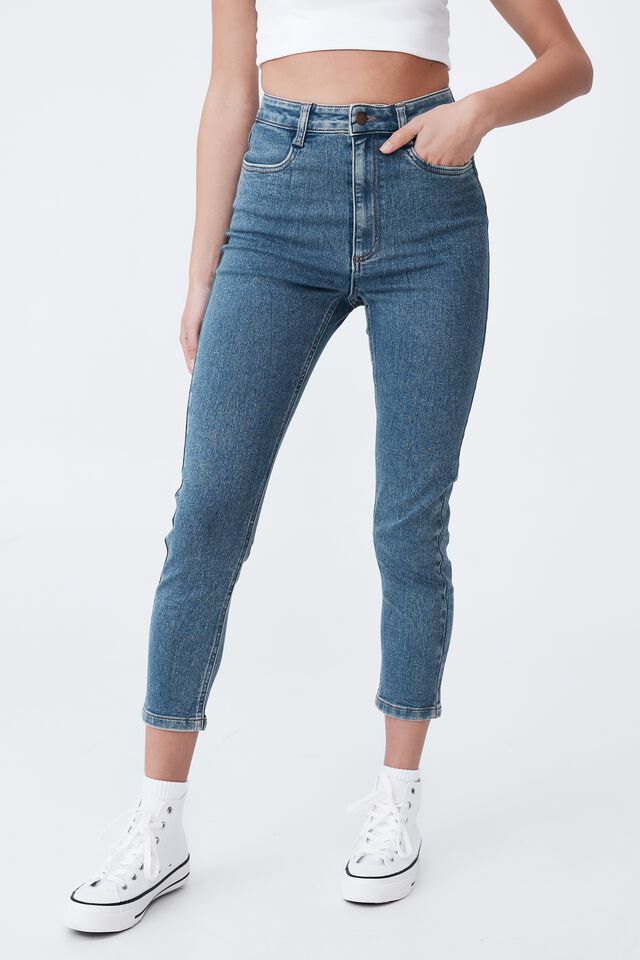 High Rise Cropped Super Stretch, LUCKY BLUE POCKETS