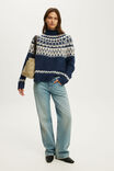 Fairisle Mock Neck Sweater, NAVY FAIRISLE - example image 2