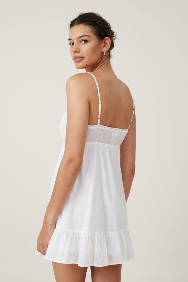 Ava Babydoll Mini Dress, WHITE