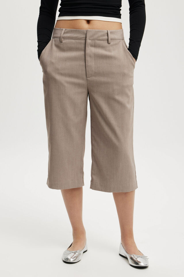 Relaxed Suiting Capri Pant, TAUPE