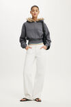 Oversized Zip Through Hoodie, MOONLIGHT SHADOW/FAUX FUR - example image 2