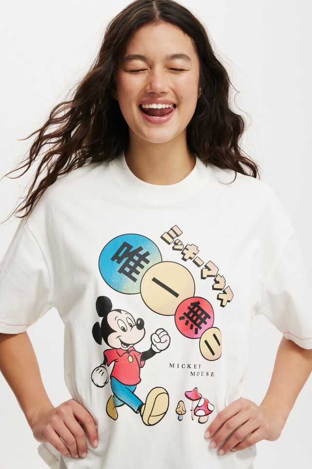 The Lcn Boxy Graphic Tee, LCN DIS MICKEY ONE AND ONLY/VINTAGE WHITE